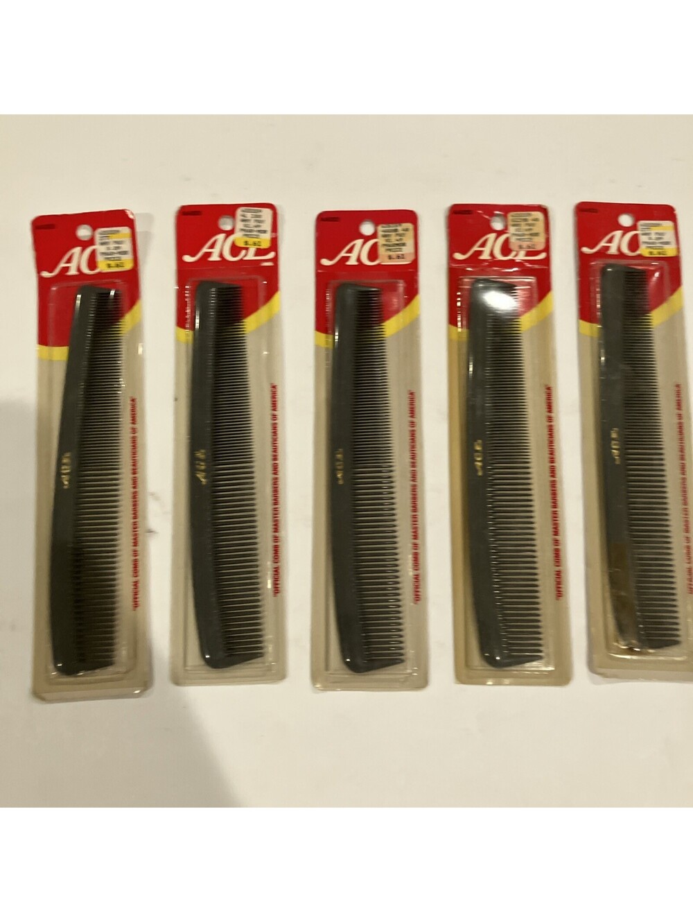 Lot Of 5 Vintage Genuine Ace Gray Hard Rubber Mix Combs Old New Stock “Rare” 💈